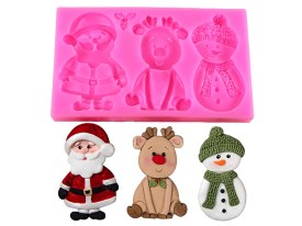 Molde silicona papa noel muñeco de nieve y reno
